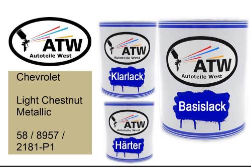 Chevrolet, Light Chestnut Metallic, 58 / 8957 / 2181-P1: 1L Lackdose + 1L Klarlack + 500ml Härter - Set, von ATW Autoteile West.